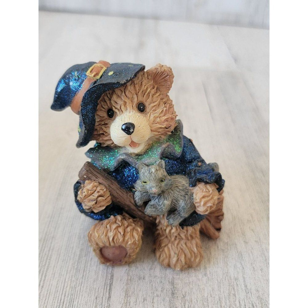 Teddy bear figure Halloween witch costume cat home decor figure